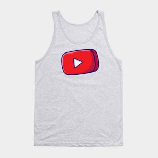 Red Play Button in Rounded Rectangle Music Cartoon Vector Icon Illustration (2) Tank Top